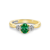 Emerald & Diamond Three Stone Ring - Dracakis Jewellers